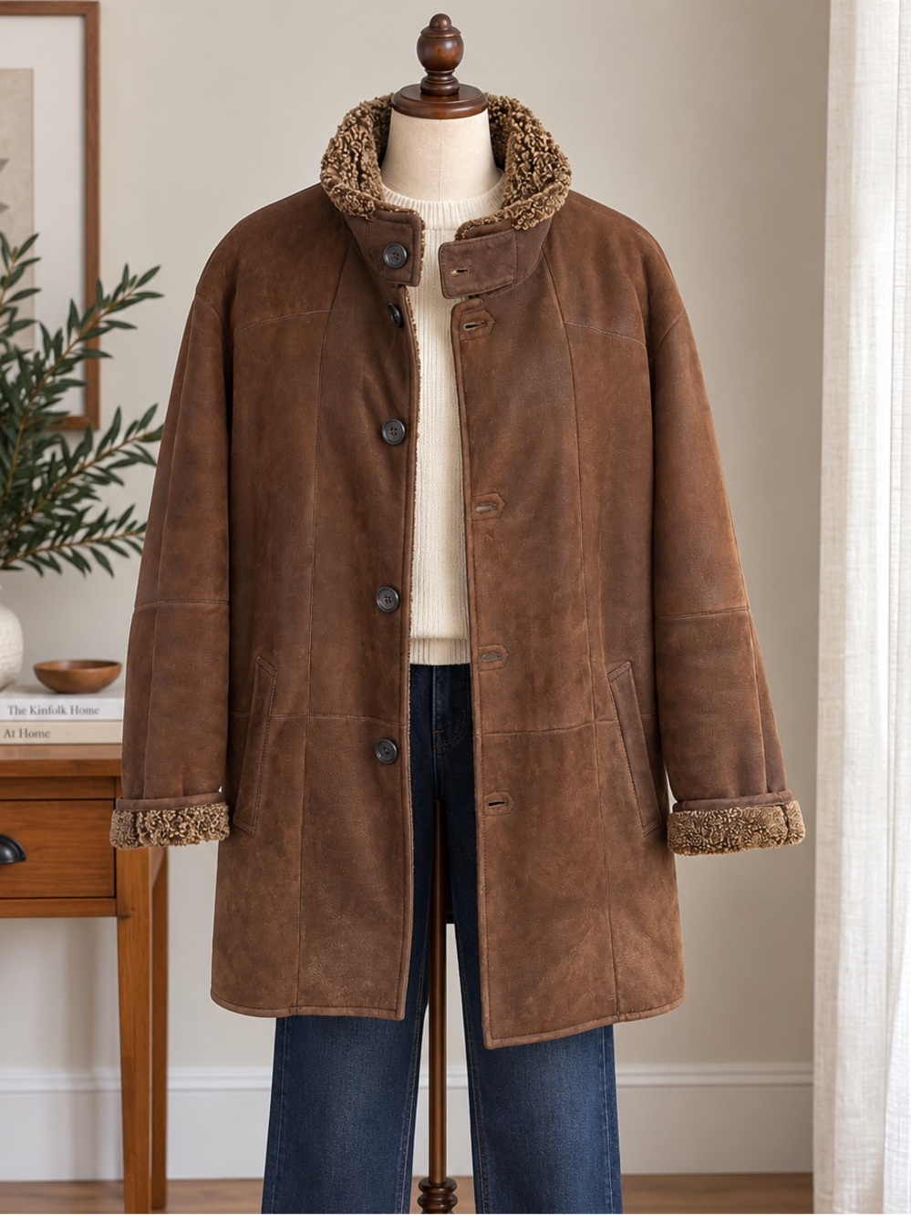 Vintage Sinclair Genuine Shearling Brown Coat 54 XL Ogilvy Old Money